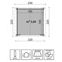 Casetta da giardino in legno Lea 220x220 - Pino grezzo non trattato
