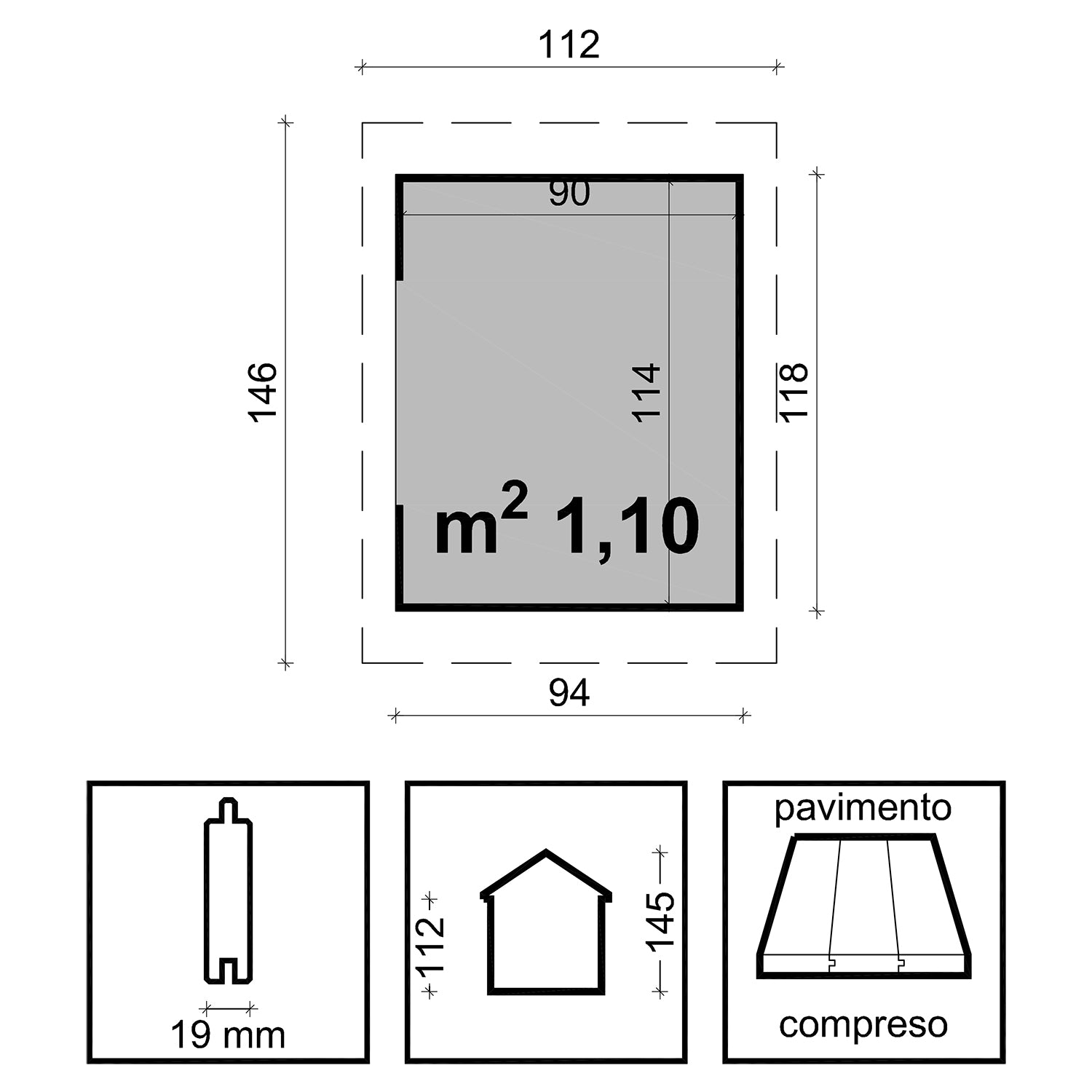 Emily - casetta da giardino per bambini in legno di pino da 118x94 cm