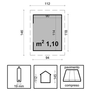 Emily - casetta da giardino per bambini in legno di pino da 118x94 cm