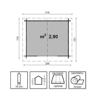 Casetta Esterni da Vivere Clara impregnata a pressione color marrone 206X176 cm
