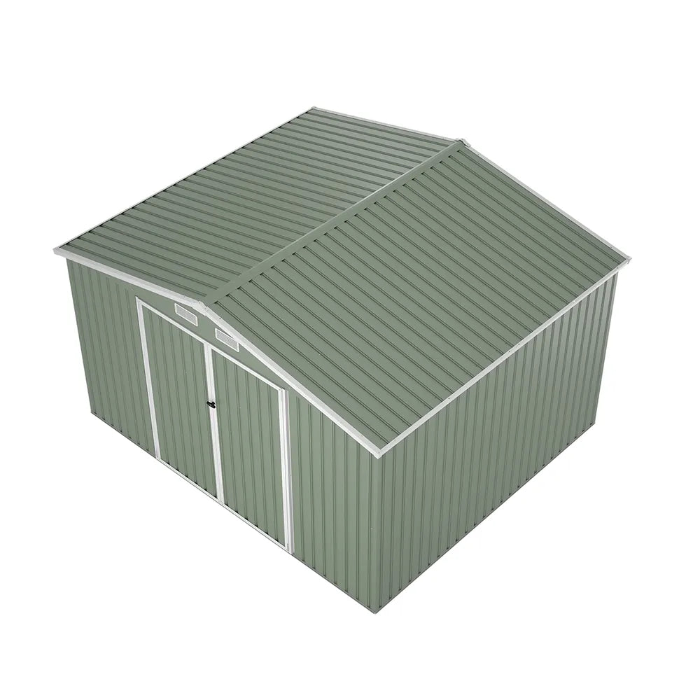 Casetta da giardino in acciaio zincato verde 3,21x2,77xh2,17 m - 131kg - 8,9 metri quadri