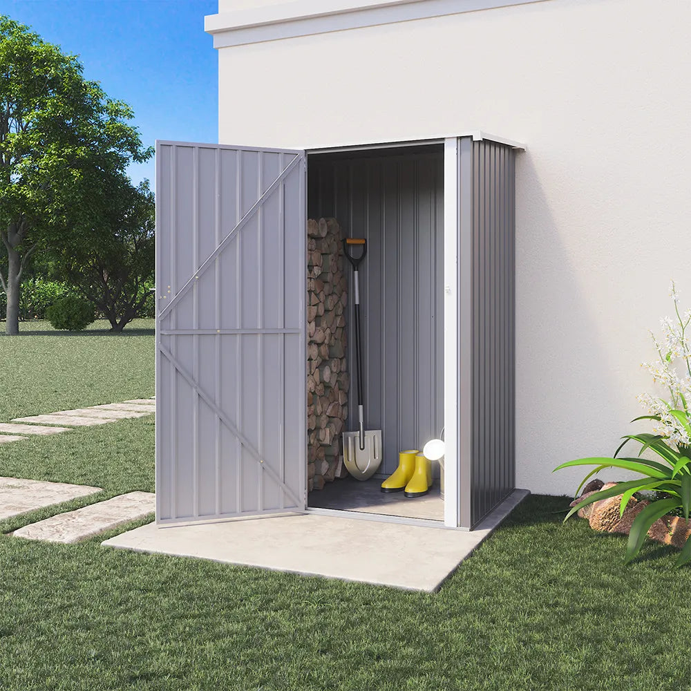 Casetta da giardino in acciaio zincato grigio 1,51x1,03xh1,96 m - 42,9kg- 1,55 metri quadri