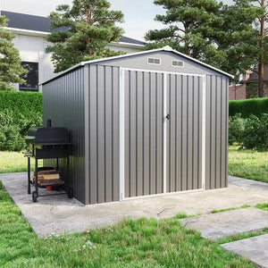 Casetta da giardino in acciaio zincato grigio 2,56x2,56xh2,16m - 111kg -  6,55 metri quadri