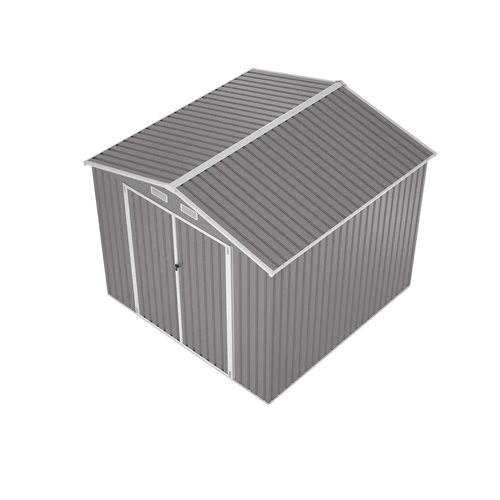 Casetta da giardino in acciaio zincato grigio 2,56x2,56xh2,16m - 111kg -  6,55 metri quadri