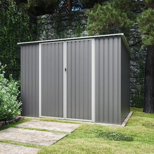 Casetta da giardino in acciaio zincato grigio 2,77x1,93xh1,96m - 91kg - 5,35 metri quadri