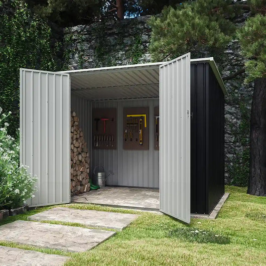 Casetta da giardino in acciaio zincato nero 2,77x1,93xh1,96m - 91kg - 5,35 metri quadri