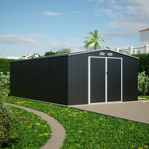 Casetta da giardino in acciaio zincato nero 5,96x3,56xh2,17m -258kg - 21,2 metri quadri