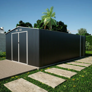 Casetta da giardino in acciaio zincato nero 5,96x3,56xh2,17m -258kg - 21,2 metri quadri