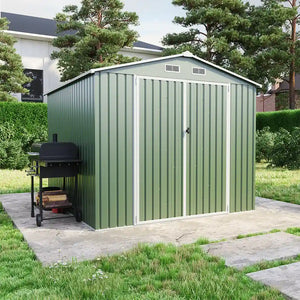 Casetta da giardino in acciaio zincato verde 2,56x2,56xh2,16m - 111kg - 6,55 metri quadri