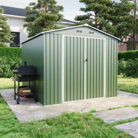 Casetta da giardino in acciaio zincato verde 2,56x2,56xh2,16m - 111kg - 6,55 metri quadri