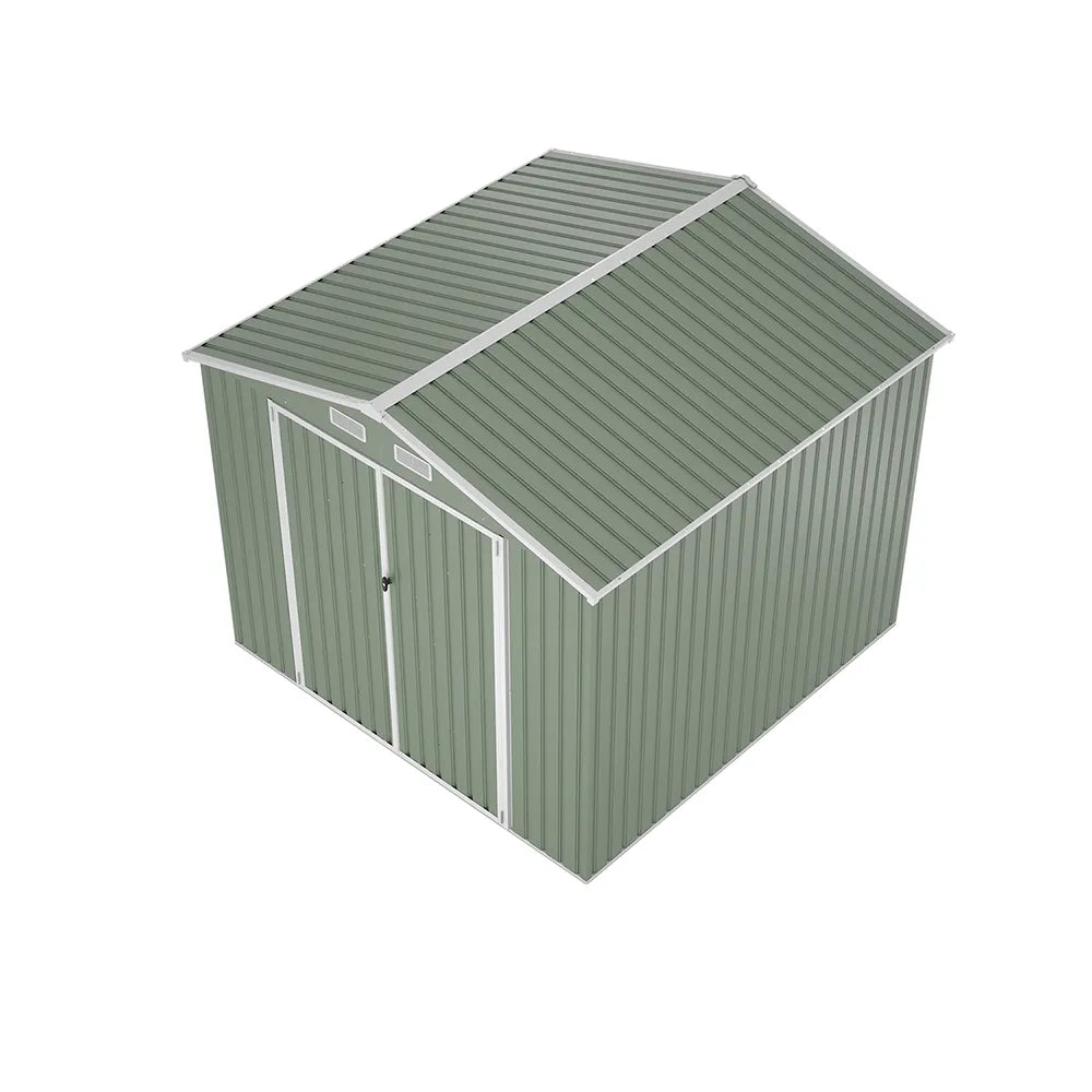 Casetta da giardino in acciaio zincato verde 2,56x2,56xh2,16m - 111kg - 6,55 metri quadri