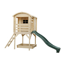 Joy - casetta in legno per bambini con sabbiera e scivolo