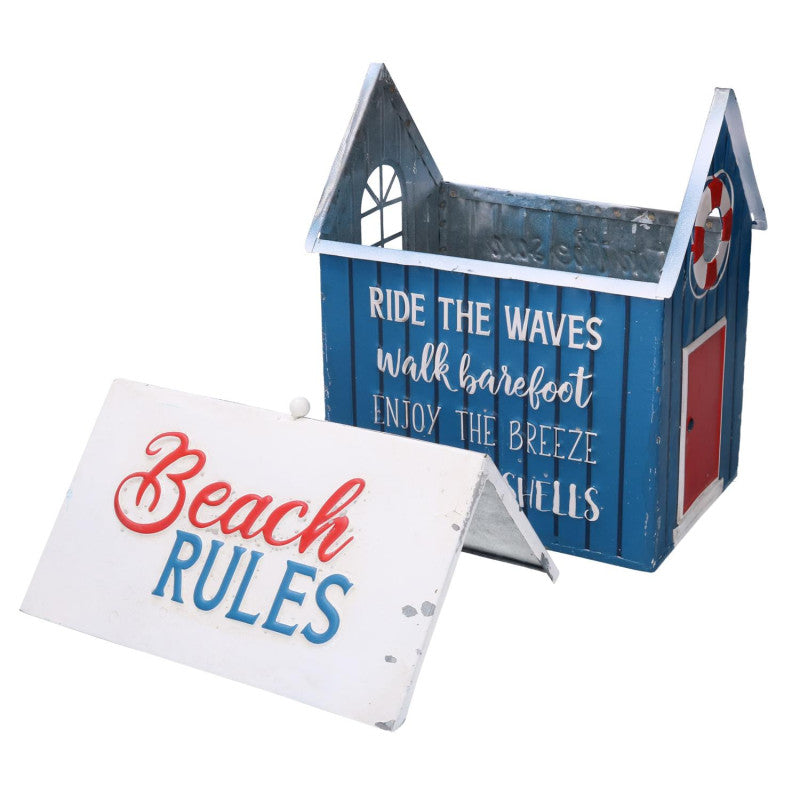 Casetta metallo mare blu rettangolare cm 24,5x18,5h28,5