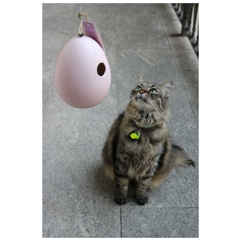 Casetta per Uccellini da appendere, in Ceramica, con Gancio in metallo