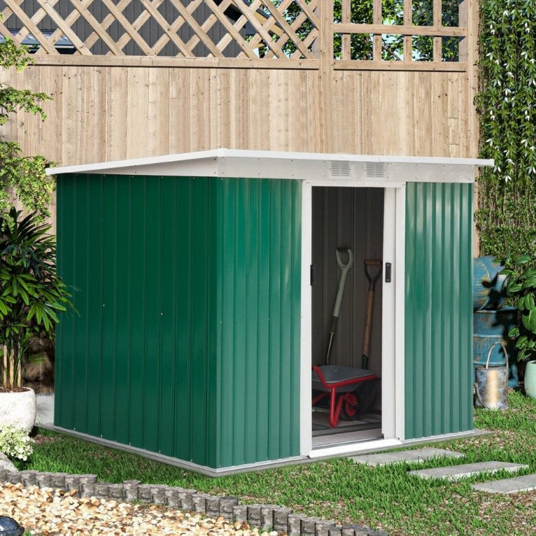 Casetta Porta Atrezzi da Giardino in Metallo Ezooza 277 x 130 x 173 cm in Lamiera di colore Verde