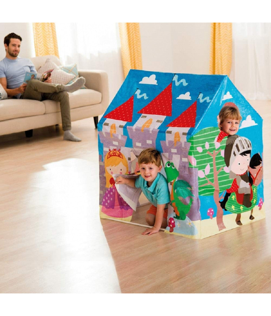 Casetta Tenda In Pvc Per Bambini 3-6 Anni Castello 95x107x75 Cm Pieghevole 45642         