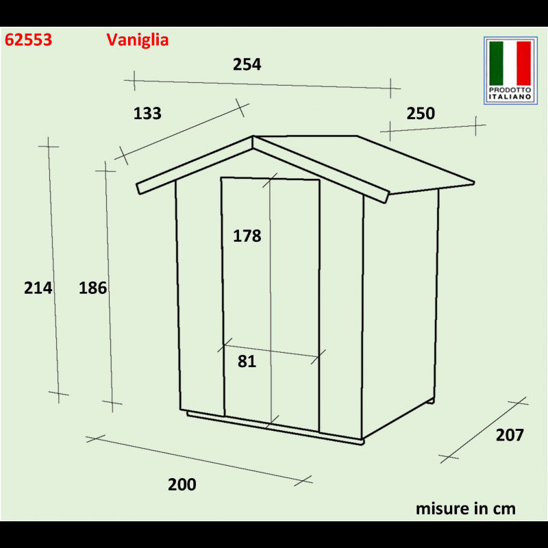 Casetta Vaniglia Addossata o meno Varie misure PSF pefc - Non addossata 200x207 cm