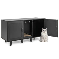 Mobile lettiera per gatti con ingressi sinuosi tiragraffi gambe staccabili, Armadietto casetta per gatti Nero-Lettini e divanetti