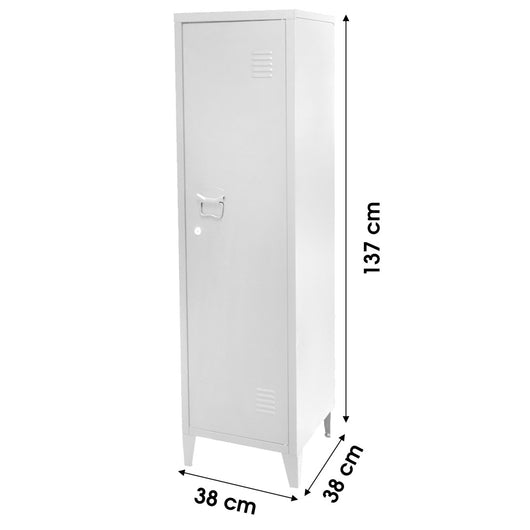 Armadietto spogliatoio bianco per ufficio a 1 porta, stile industriale - dimensioni 38x38xH137cm