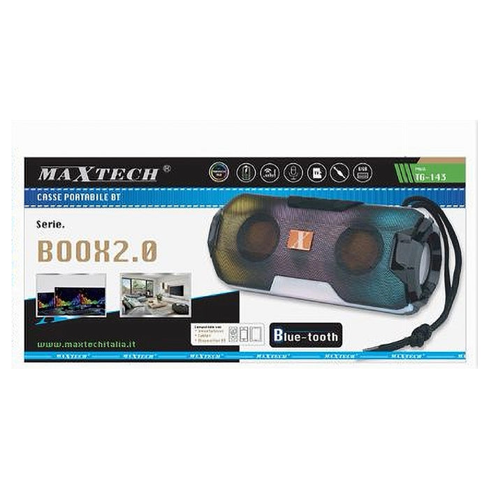 Cassa Altoparlante Audio Portatile Bluetooth 10w Con Luce Led Effetto Rgb Tg-143         