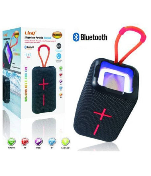 Cassa Altoparlante Bluetooth Portatile Pk-68809 Supporto Usb Fm Aux Mp3 Luce Led         