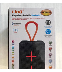 Cassa Altoparlante Bluetooth Portatile Pk-68809 Supporto Usb Fm Aux Mp3 Luce Led         