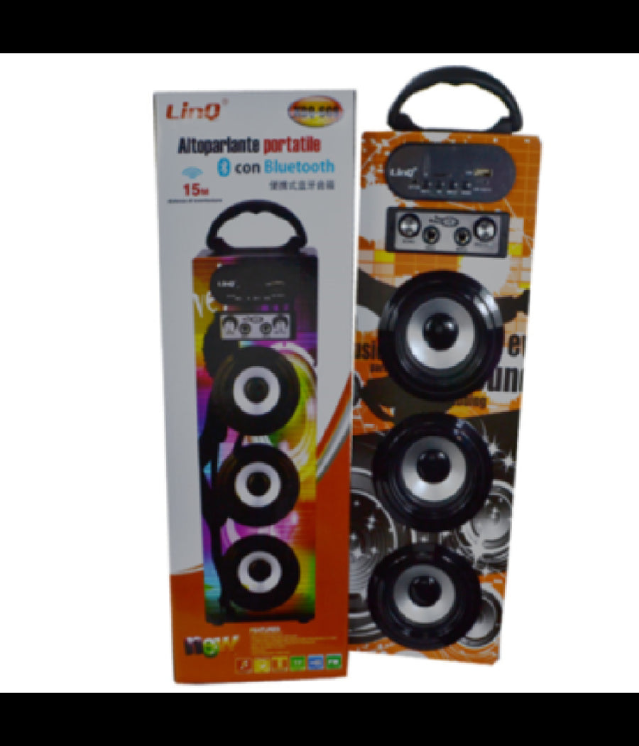 Cassa Altoparlante Portatile Kbq-608 Bluetooth Radio Usb Led Multicolor         