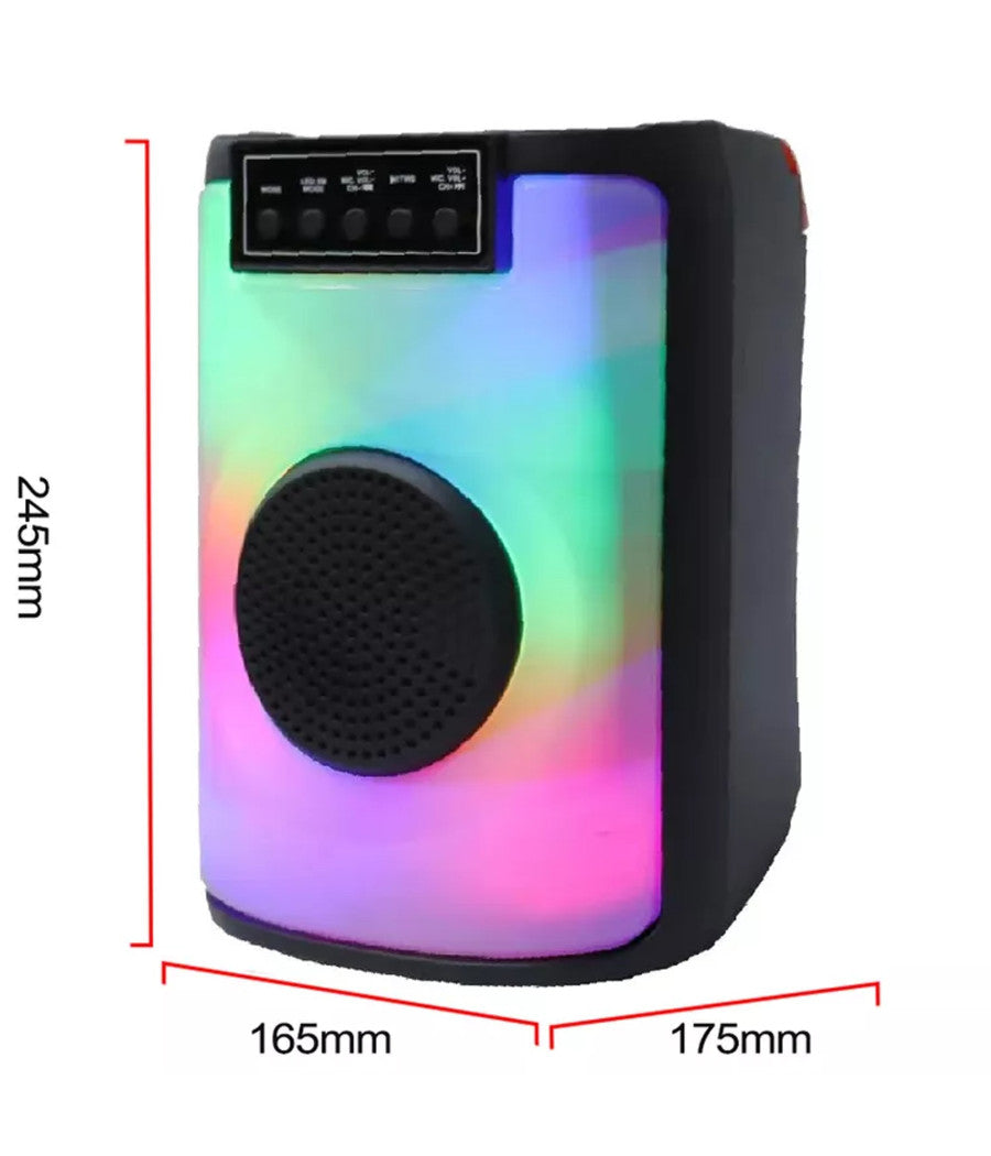 Cassa Altoparlante Speaker Con Microfono Per Karaoke Giochi Luce Led Usb Aux 4.0         