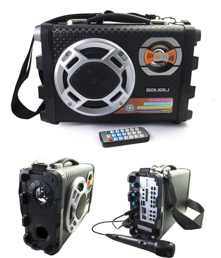 Cassa Amplificata Ricaricabile Mp3 Usb Micro Sd Con Microfono Line In Chitarra         