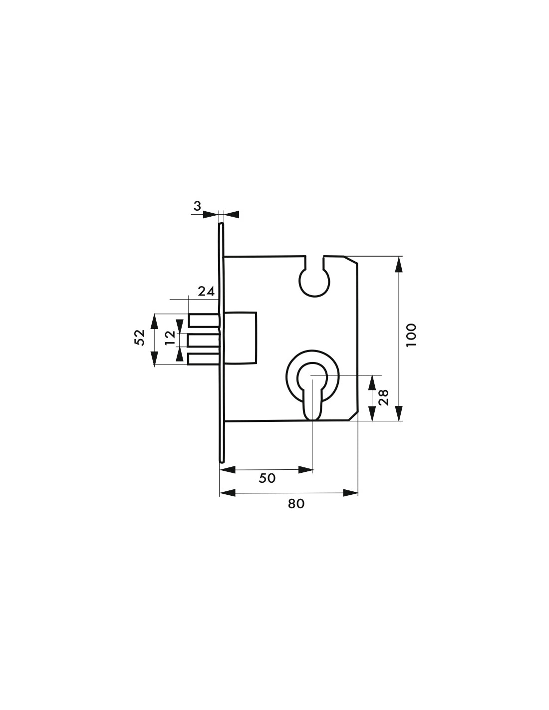 Serratura da incasso, a cilindro europeo, asse 50mm, 3 catenacci tondi - THIRARD