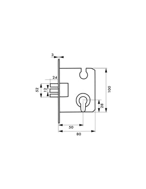 Serratura da incasso, a cilindro europeo, asse 50mm, 3 catenacci tondi - THIRARD