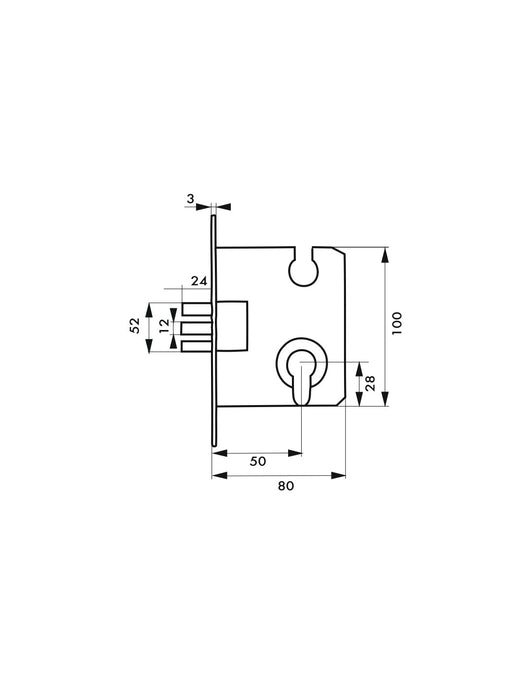 Serratura da incasso, a cilindro europeo, asse 50mm, 3 catenacci tondi - THIRARD