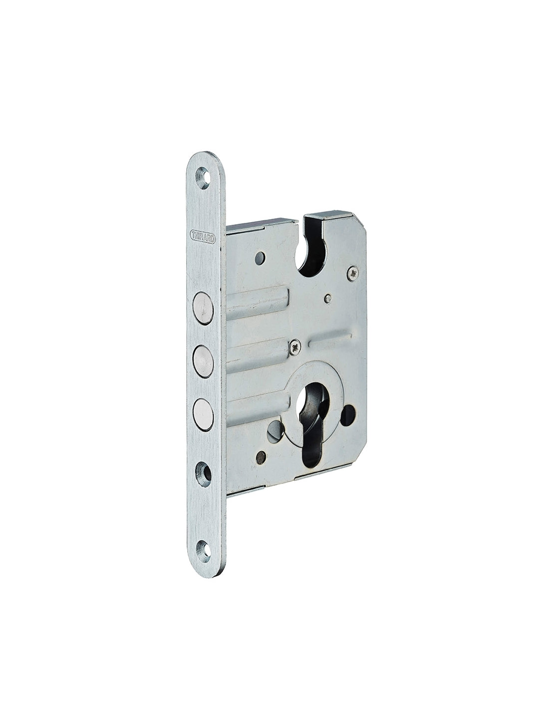 Serratura da incasso, a cilindro europeo, asse 50mm, 3 catenacci tondi - THIRARD