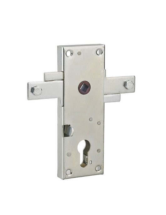 Serratura per porta basculante 2 punti destra e sinistra, a cilindro europeo, garage, 60x160mm, quadro 8mm, zincato - THIRARD