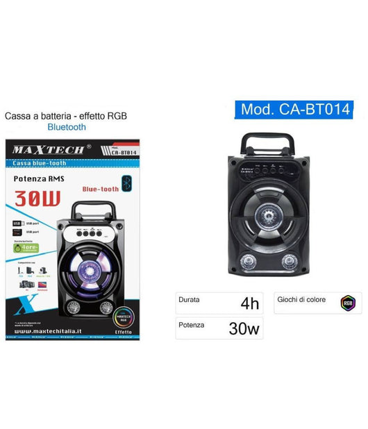 Cassa Portatile Altoparlante Bluetooth Speaker Luci Rgb A Batteria 30w Ca-bt014         