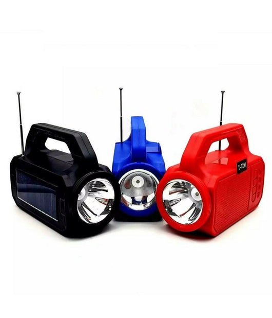 Cassa Portatile Bluetooth Radio Usb Microsd 5w Pannello Solare Torcia Led T-5291         