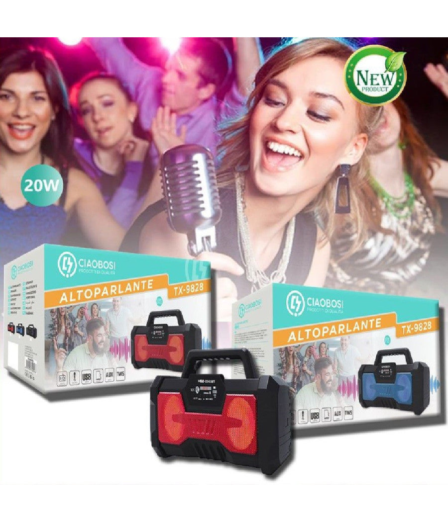Cassa Speaker Altoparlante Bluetooth 20watt Tx-9828 Radio Fm Tf Usb Ricaricabile         