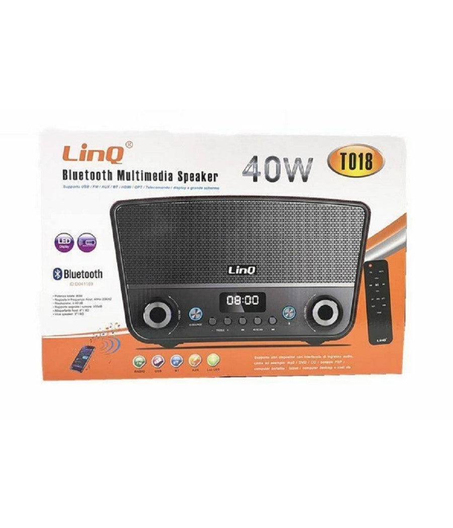 Cassa Speaker Altoparlante Bluetooth Multimedia 40w Lcd Radio Fm Microsd Usb T018         