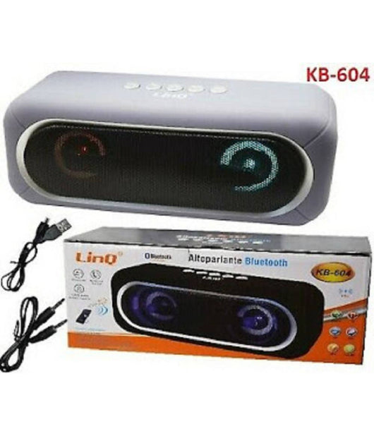Cassa Speaker Altoparlante Bluetooth Radio Fm Microsd Usb Aux Tf Luce Led Kb-604         