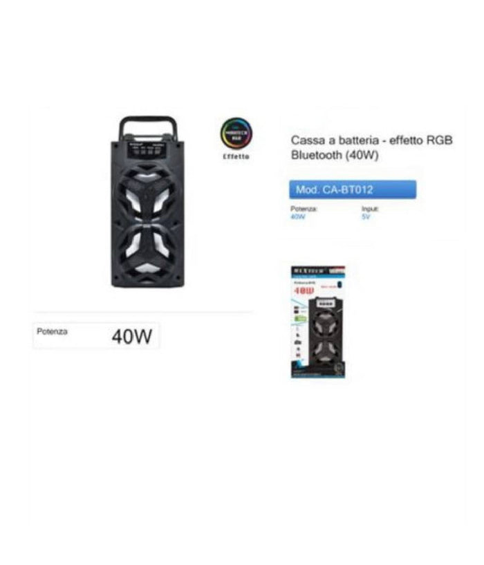 Cassa Speaker Bluetooth 40w Altoparlante Effetto Rgb Portatile Batteria Ca-bt012         