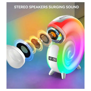 Trade Shop - Cassa Speaker Bluetooth Bt Lampada Led Rgb Conchiglia Con Orologio Display Sveglia -