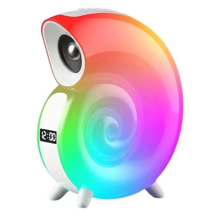 Trade Shop - Cassa Speaker Bluetooth Bt Lampada Led Rgb Conchiglia Con Orologio Display Sveglia -