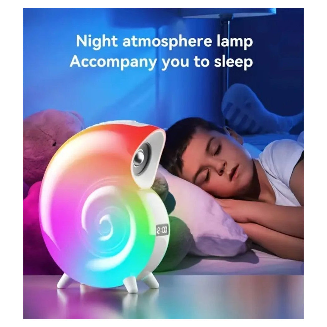 Trade Shop - Cassa Speaker Bluetooth Bt Lampada Led Rgb Conchiglia Con Orologio Display Sveglia -