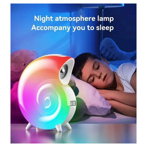 Trade Shop - Cassa Speaker Bluetooth Bt Lampada Led Rgb Conchiglia Con Orologio Display Sveglia -