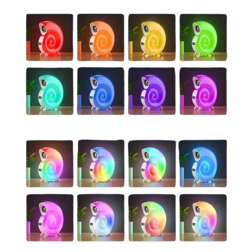 Trade Shop - Cassa Speaker Bluetooth Bt Lampada Led Rgb Conchiglia Con Orologio Display Sveglia -