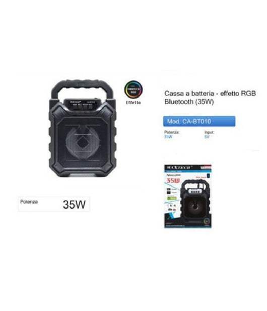 Cassa Speaker Bluetooth Effetto Rgb Altoparlante Portatile Batteria 35w Ca-bt010         