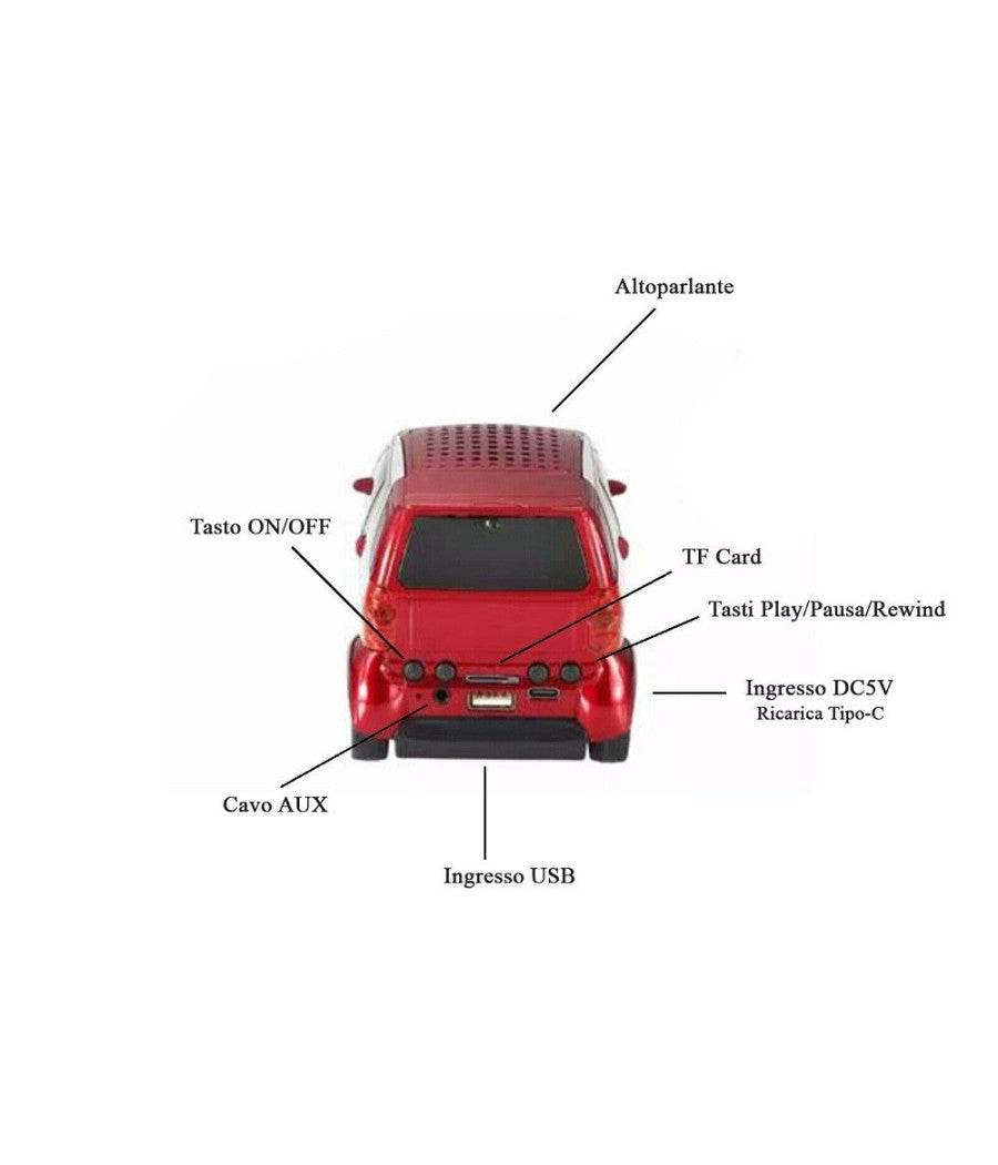 Trade Shop - Cassa Speaker Bluetooth Forma Auto Smart Stereo Tf Usb Aux Portatile Led Q-yx233 -