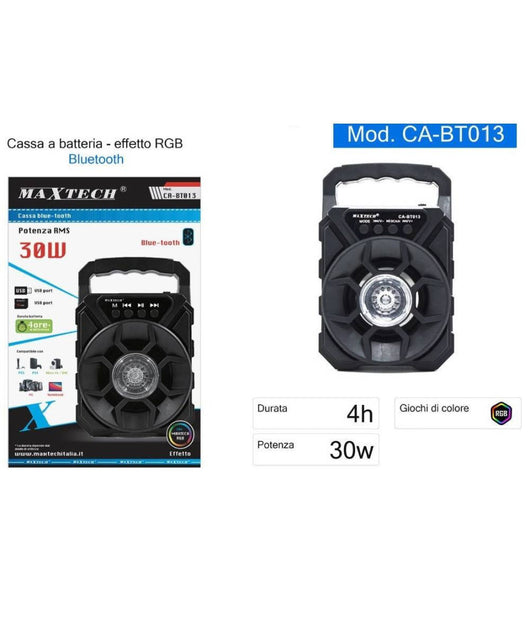Cassa Speaker Bluetooth Portatile Con Luci Rgb 30w Ca-bt013 Altoparlante Batteria         