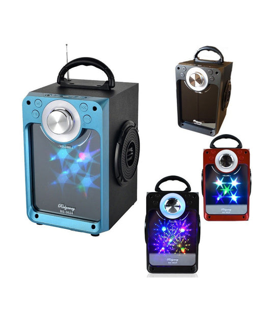 Cassa Speaker Fm Bluetooth Ricaricabile Sd Usb Aux 2 Casse Portatile Bs-9524         