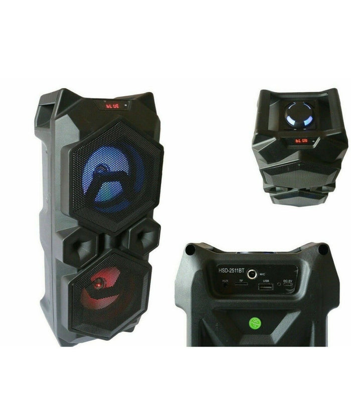 Cassa Speaker Fm Bluetooth Ricaricabile Sd Usb Aux 2 Portatile Microfono 2511bt         